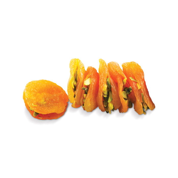 Bayara Apricots Stuffed with Pistachios - Premium dried apricots filled with crunchy pistachio nuts ,250g