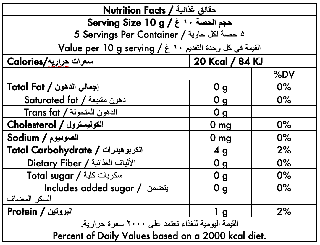 bayara-basil-330ml-nutrition