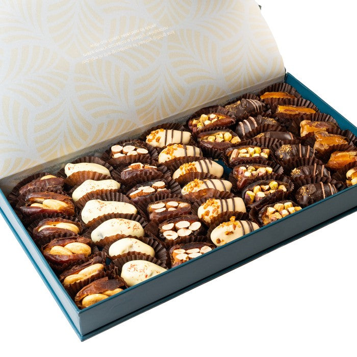 Bayara Deluxe Gift Box - A curated selection of dried fruits and nuts mix, stuffed dates, chocolate-coated nuts, and premium dates