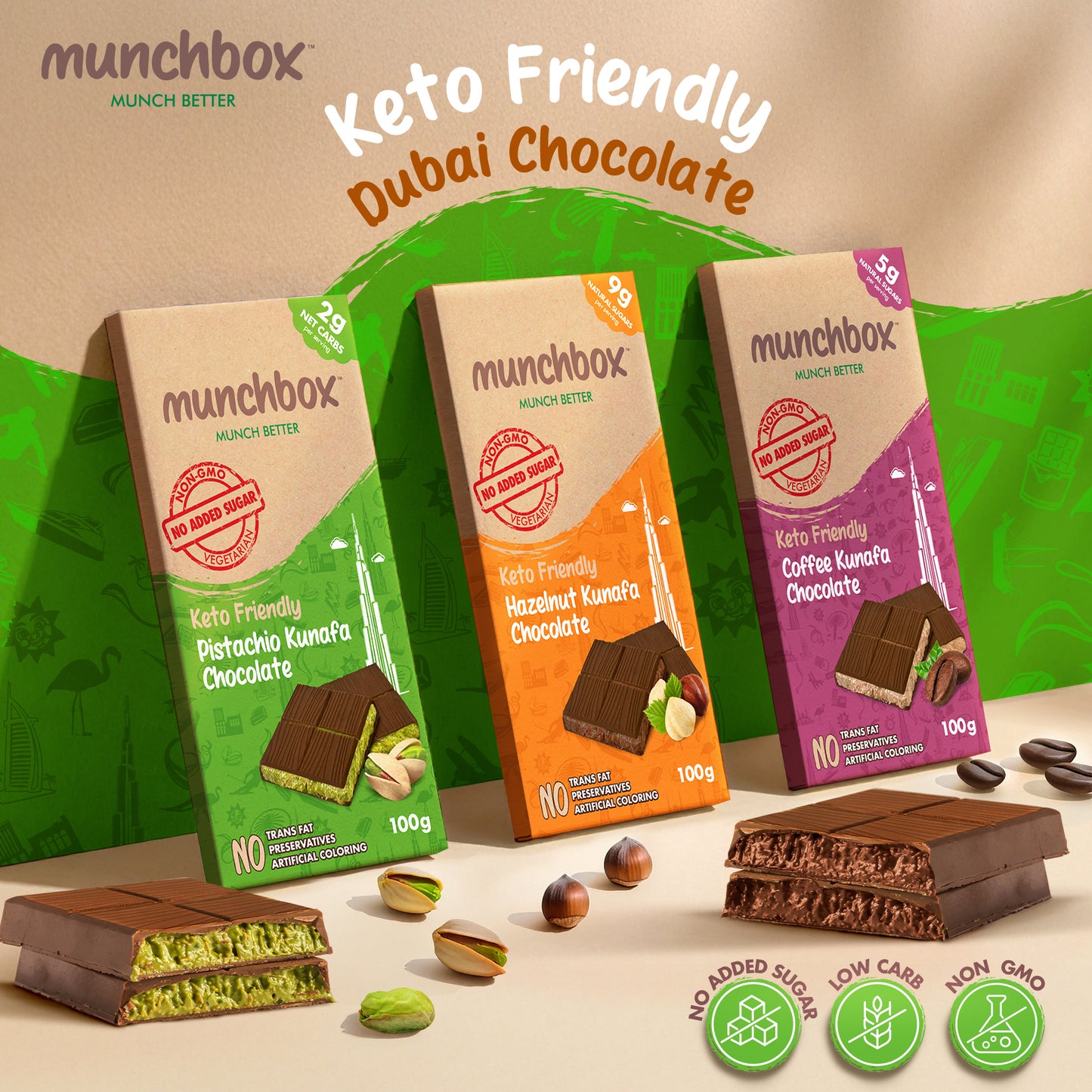 Pistachio Kunafa - Mini Keto Chocolates 200g